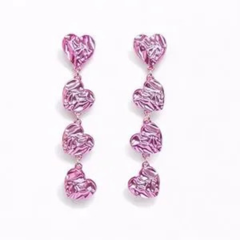 Pink Heart Drop Earrings